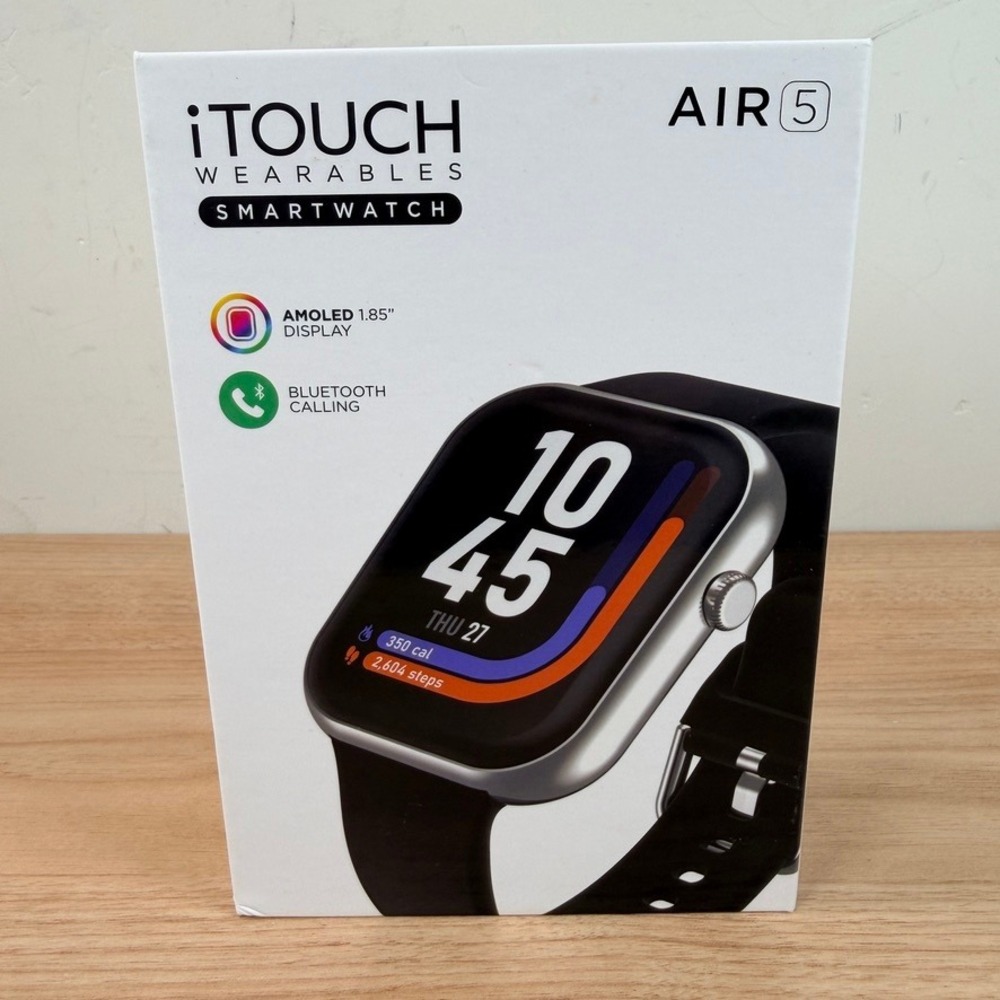 iTOUCH Air 5 Wearables Smartwatch Black Health Fitness AMOLED Bluetooth NEW